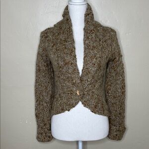 MAURICES Mohair Alpaca Blend Chunky Cozy Shawl Collar Fitted Cardigan Sweater Sm